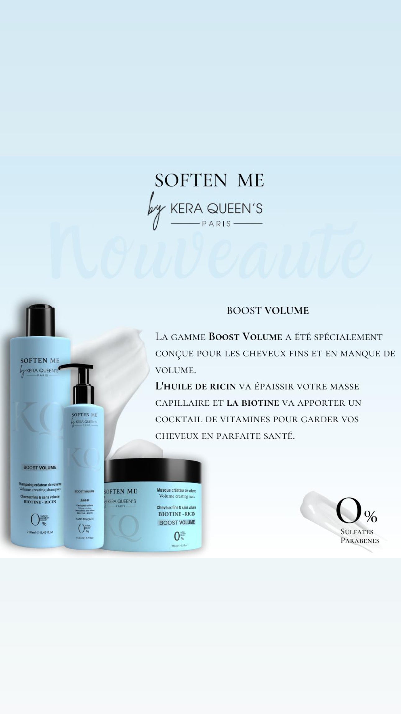 Kera Queen's Soften me Boost Volume gamme cheveux fins