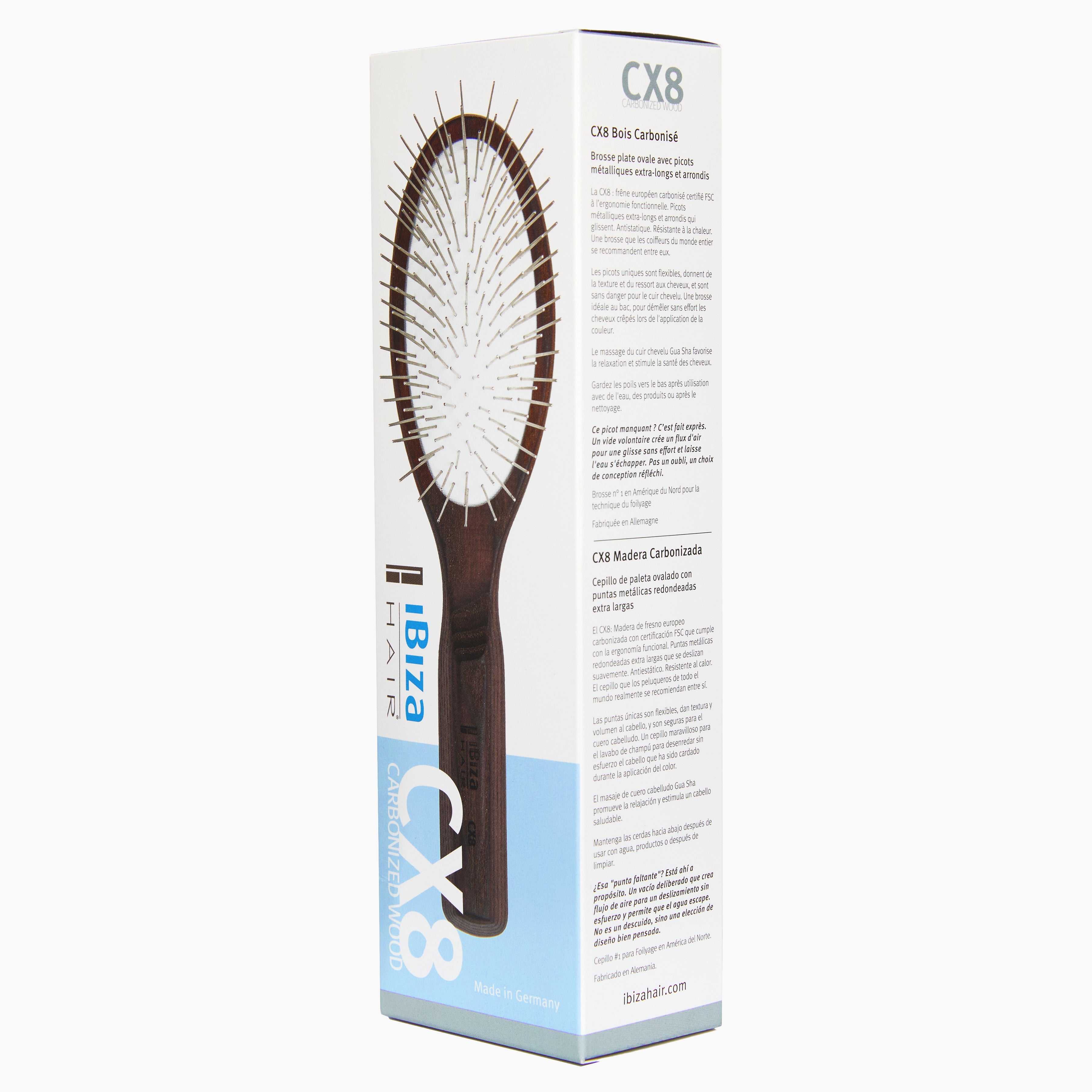 Ibiza Hair CX Series CX8 brosse paddle ovale picots métal