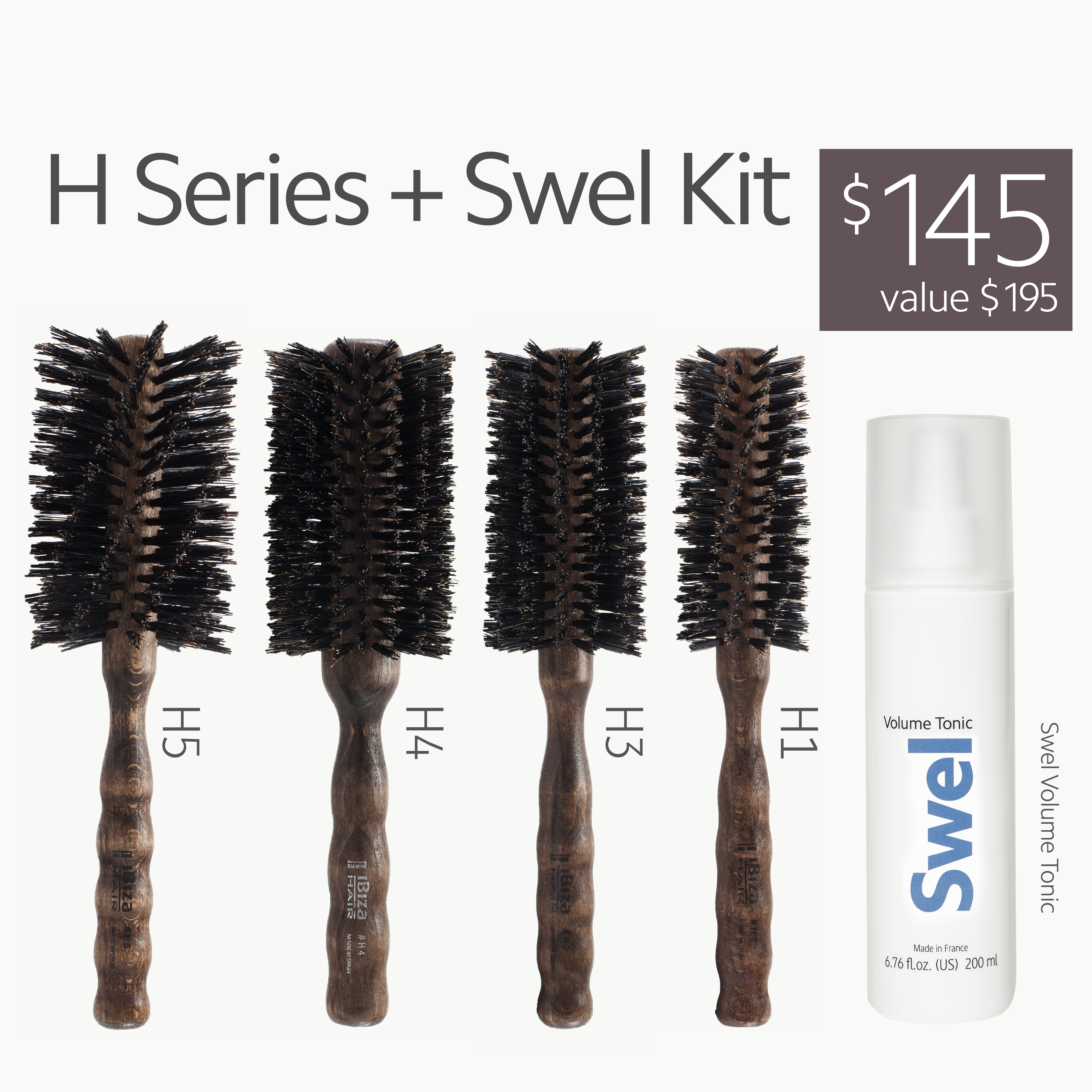 Ibiza Hair Kits H Series Swel brosses rondes 5 pièces