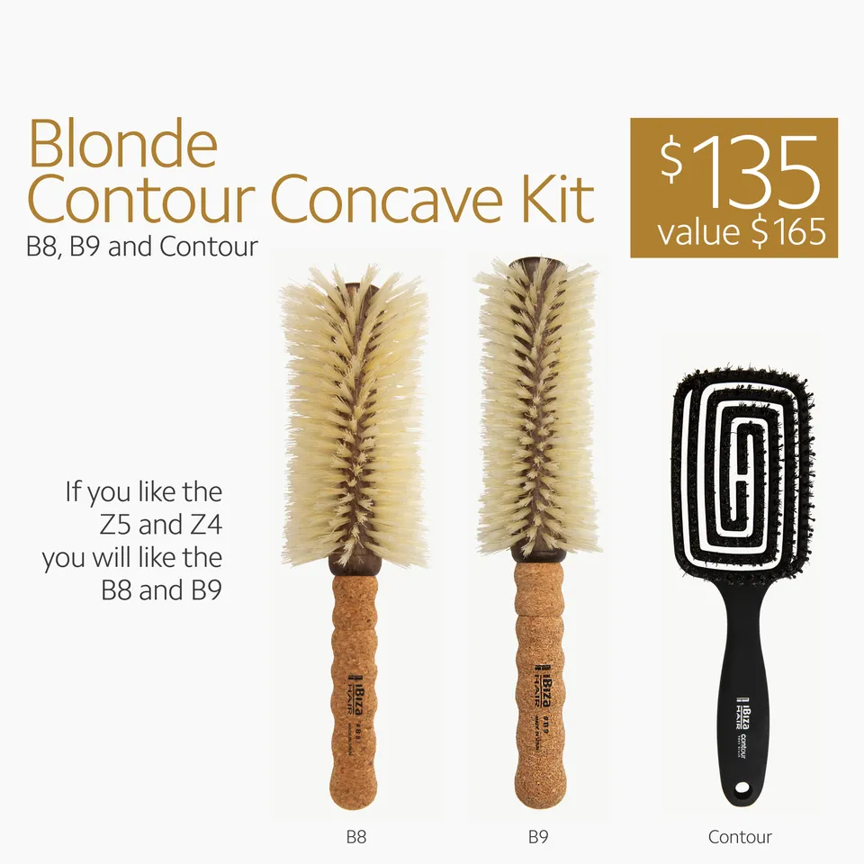 Ibiza Hair Blonde Contour Kit brosses rondes B8 B9