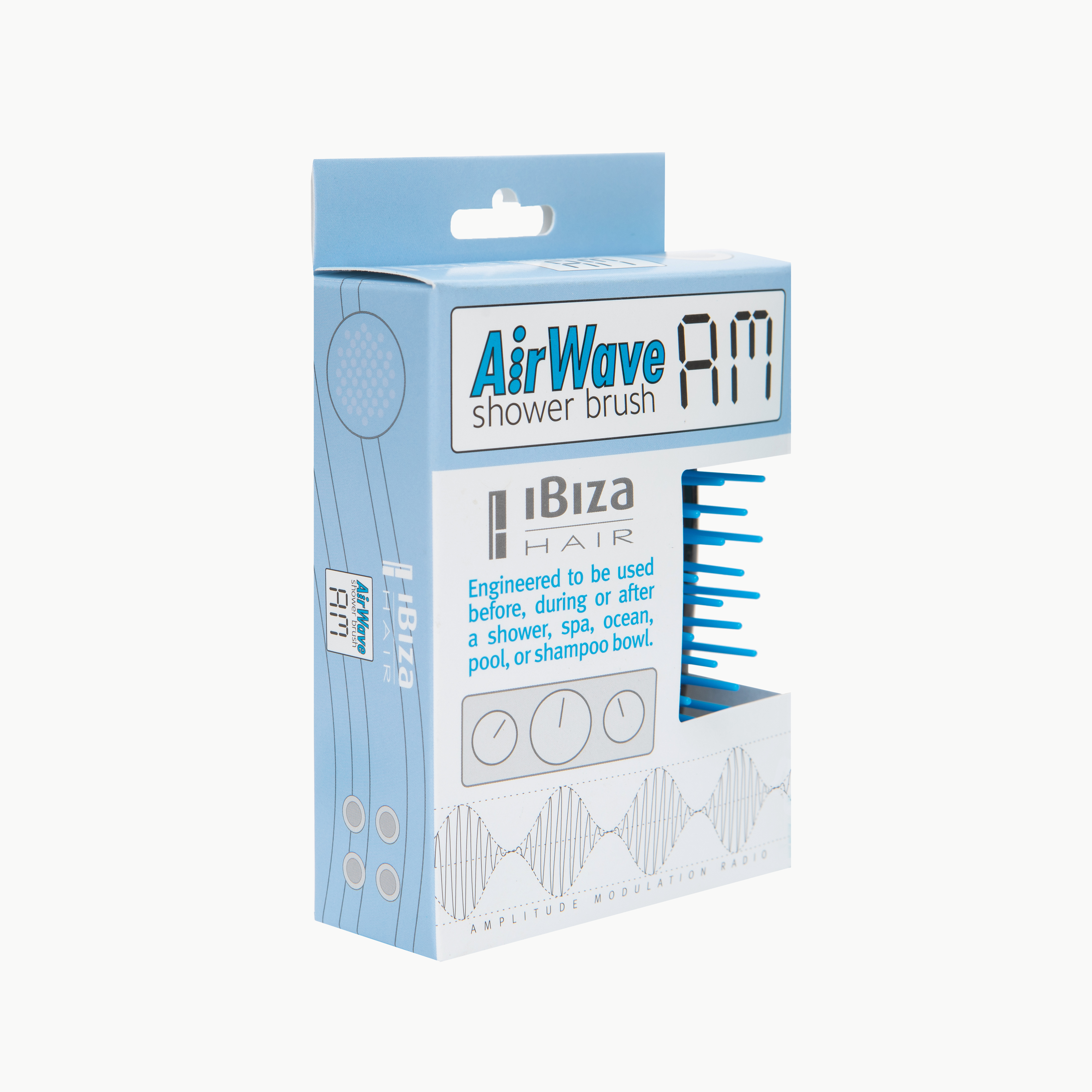 Ibiza Hair AirWave AM brosse douche cuir chevelu bleu noir
