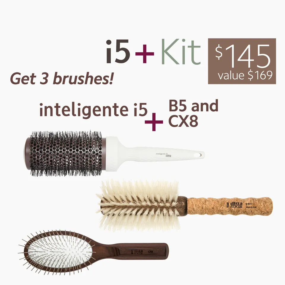 Ibiza Hair i5 Kit brosses rondes céramique cheveux colorés