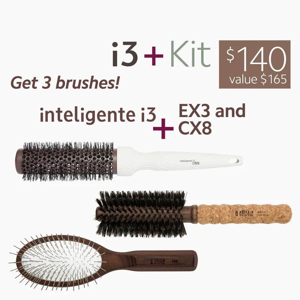 Ibiza Hair i3+ Kit brosses céramique intelligente cheveux fins