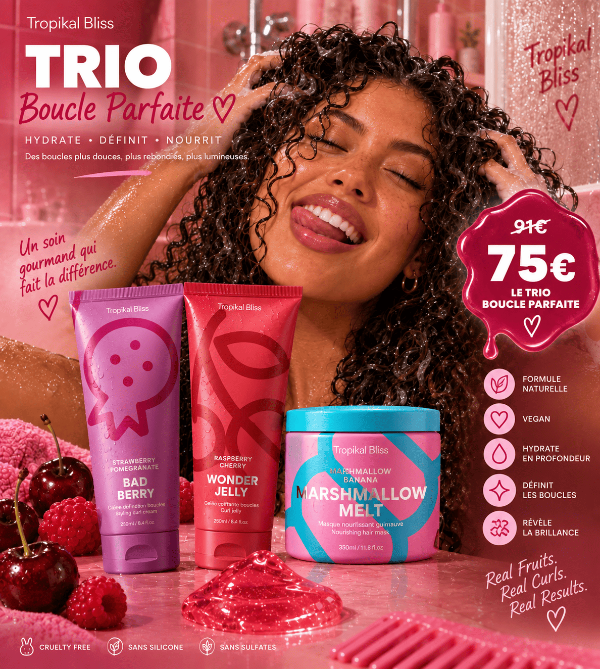 Tropikalbliss Trio Boucles Parfaites coffret 3 soins boucles