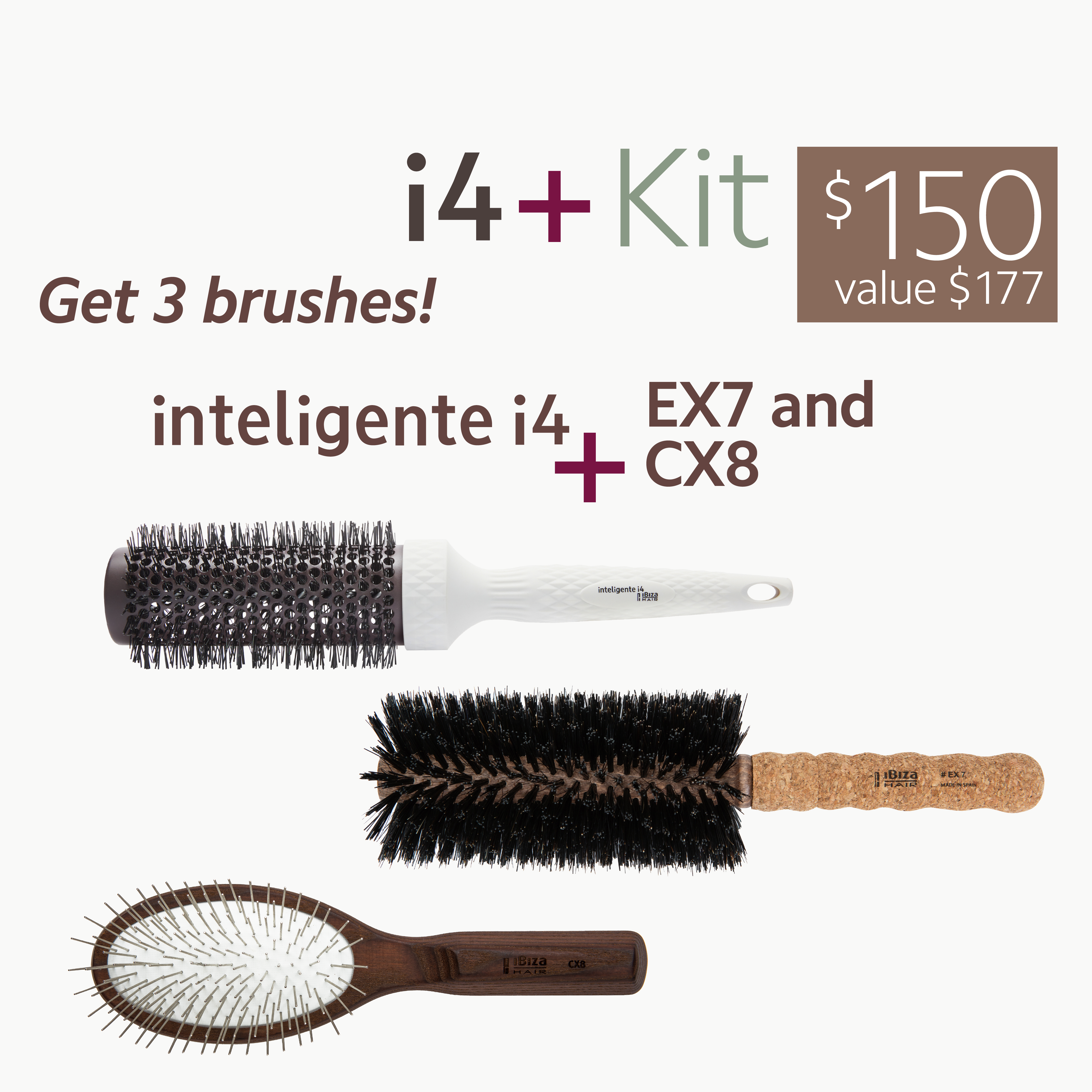 Ibiza Hair Kits i4+ Kit brosses rondes céramique cheveux fins