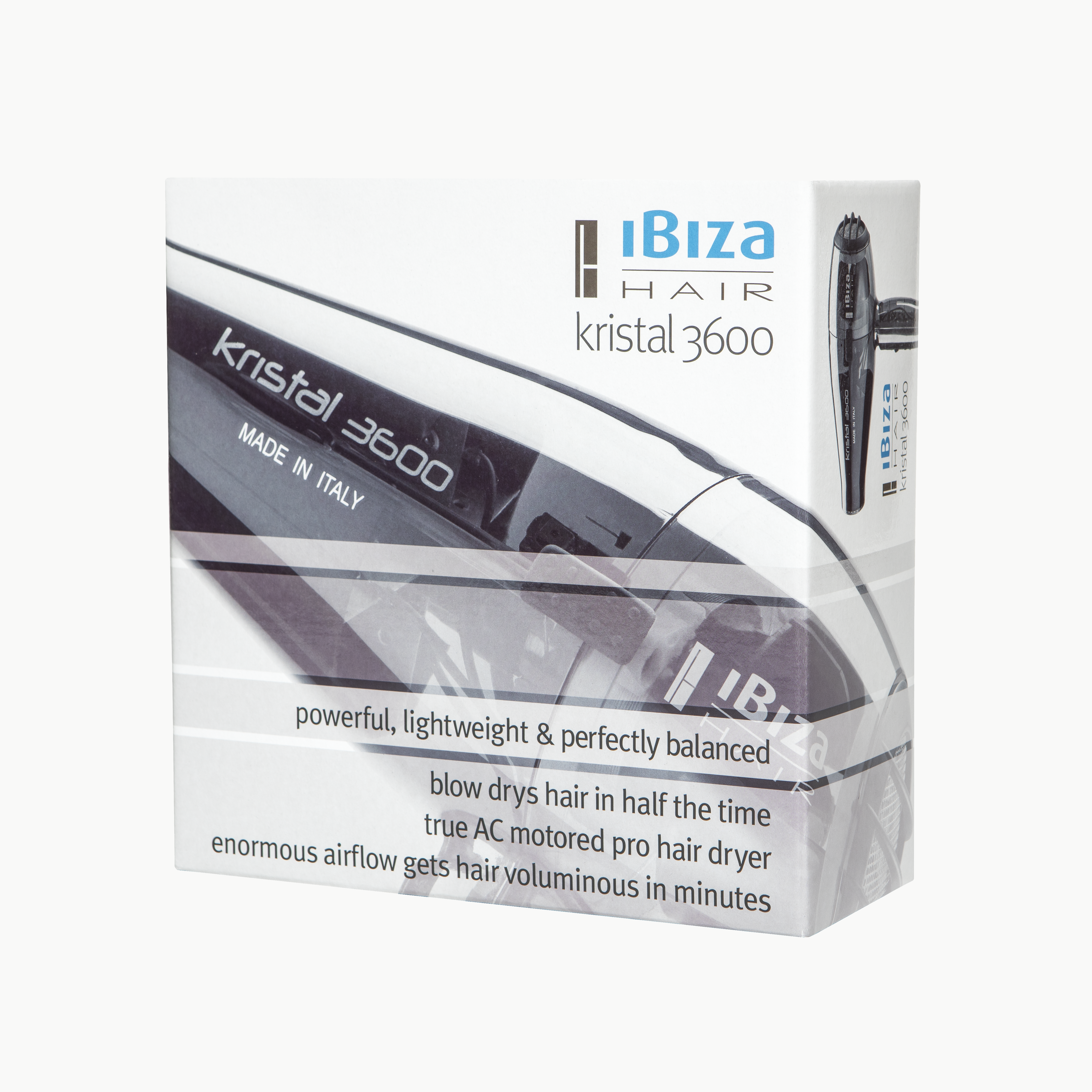 Ibiza Hair Kristal 3600 Black sèche-cheveux pro 1875W + buddy