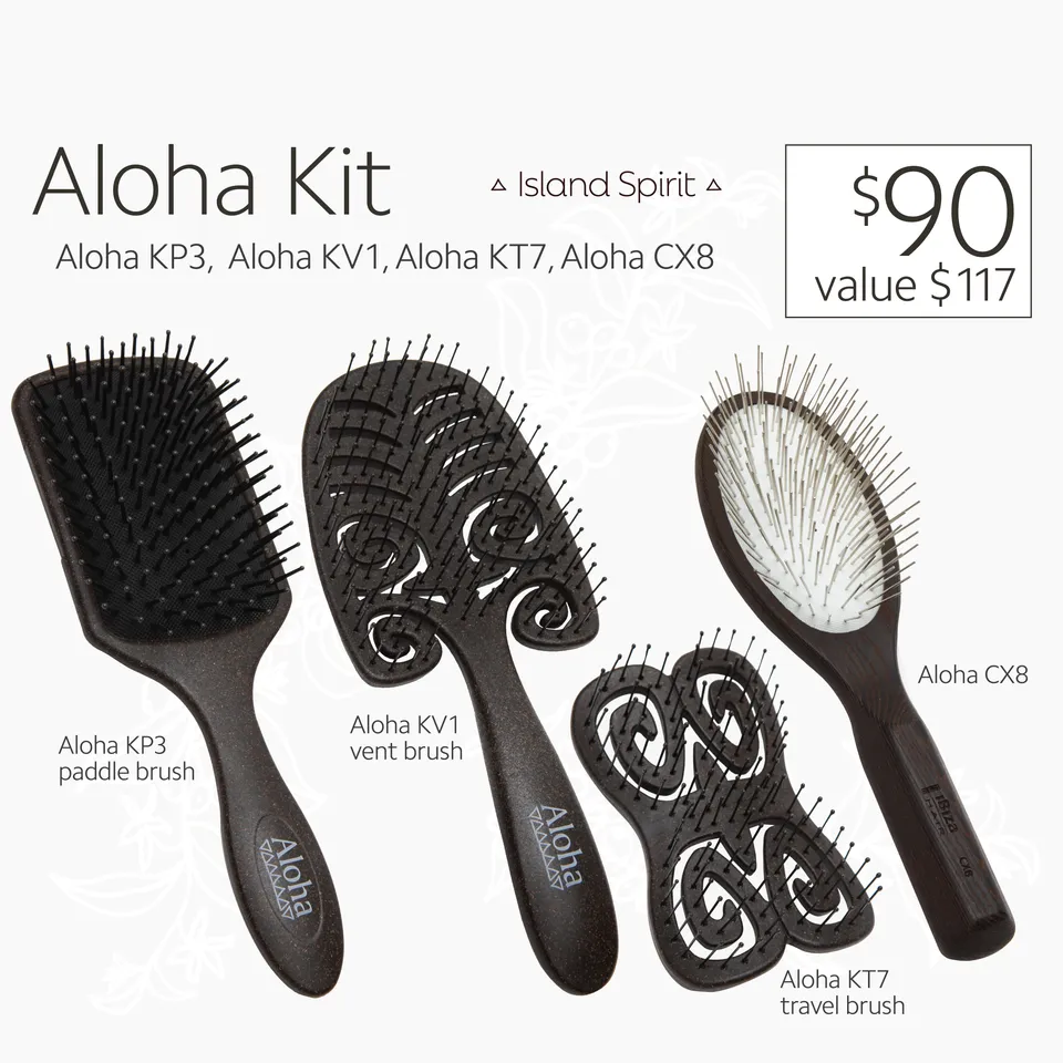 Ibiza Hair Aloha Kit 4 brosses paddle vent voyage