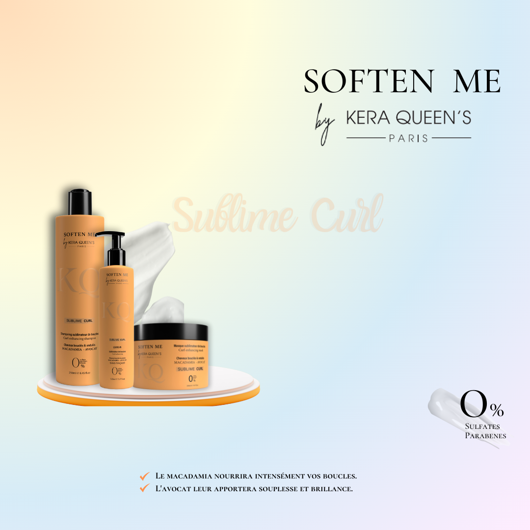 Kera Queen's Soften me Sublime Curl routine boucles macadamia