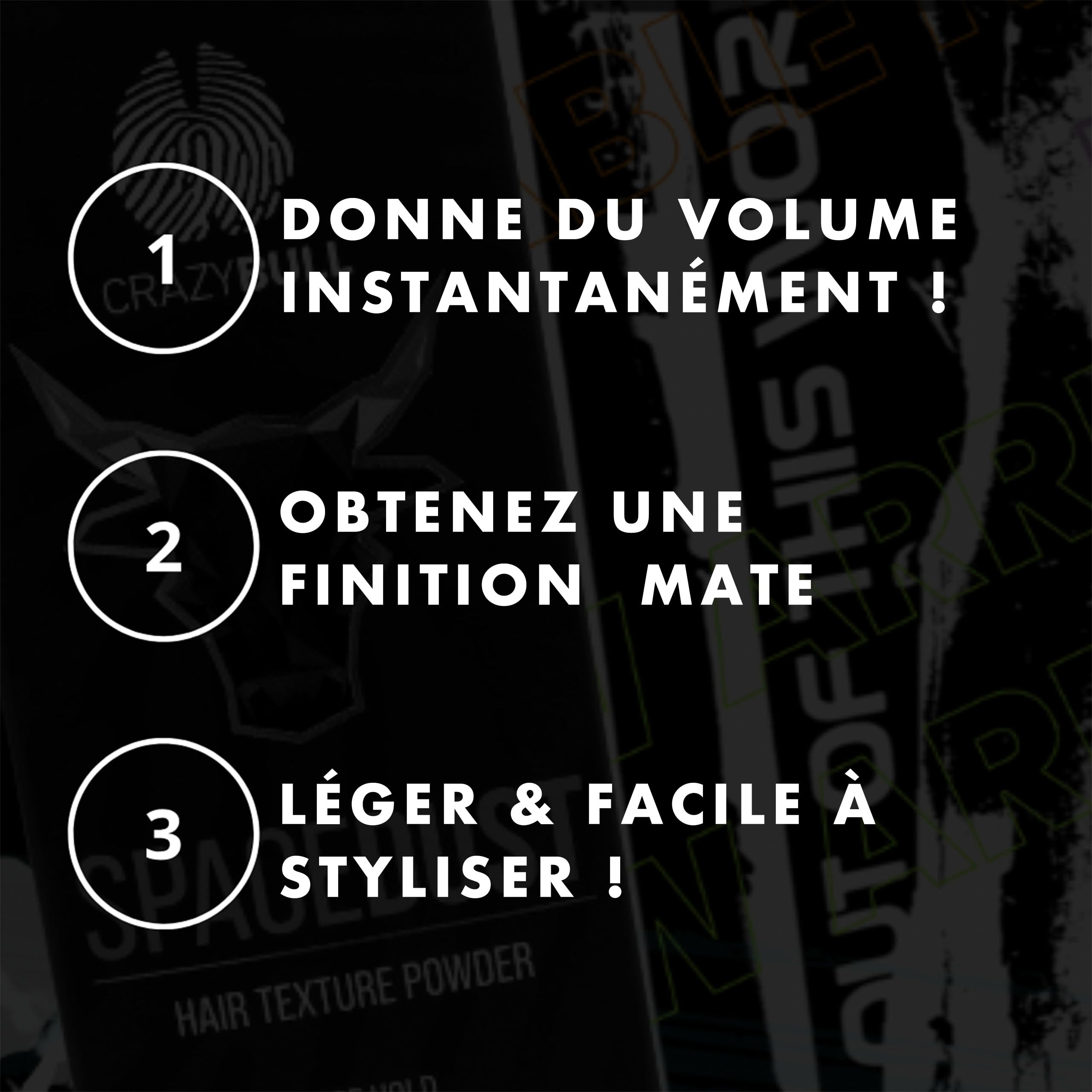 Crazy Bull Space Dust poudre cheveux mat volume fort