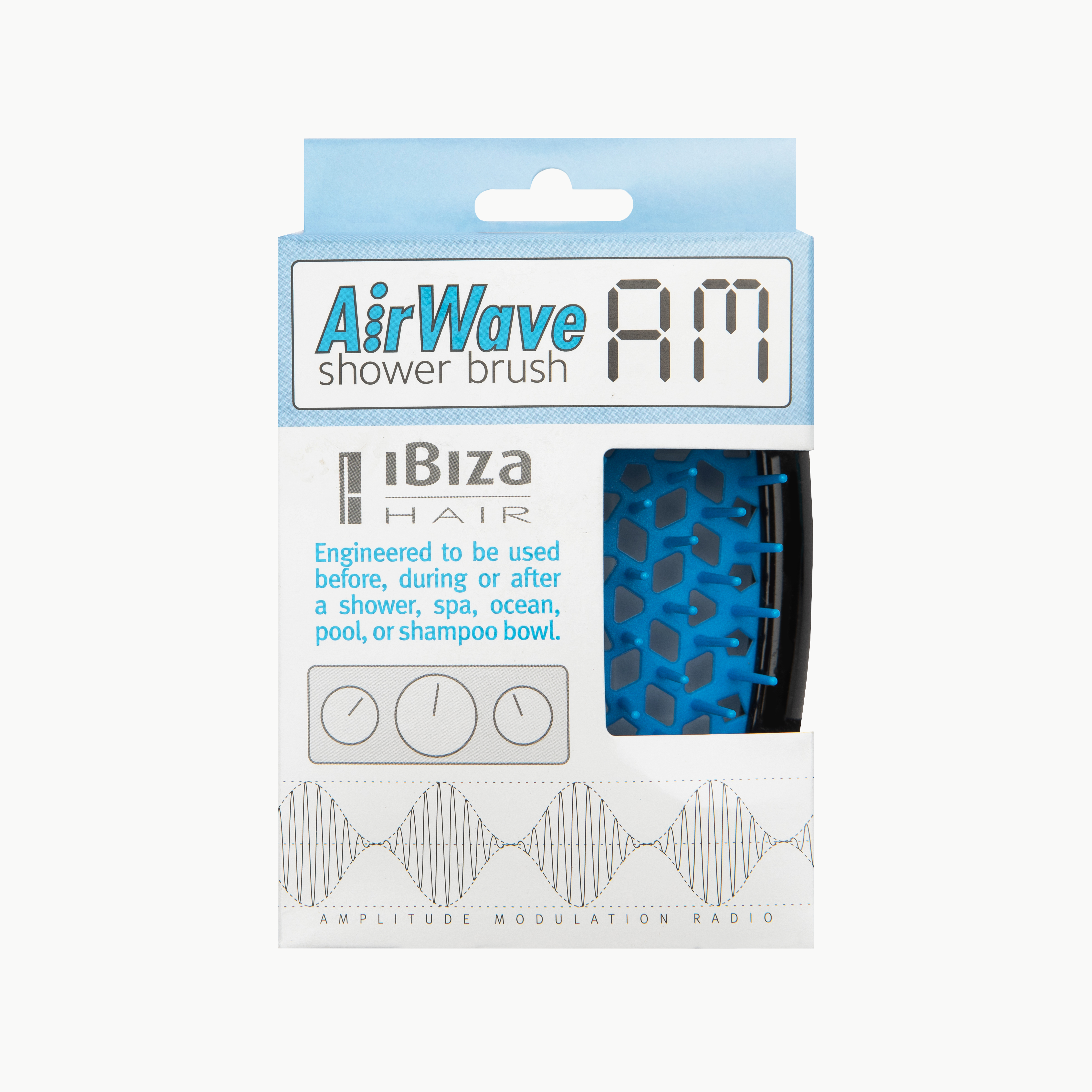Ibiza Hair AirWave AM brosse douche cuir chevelu bleu noir
