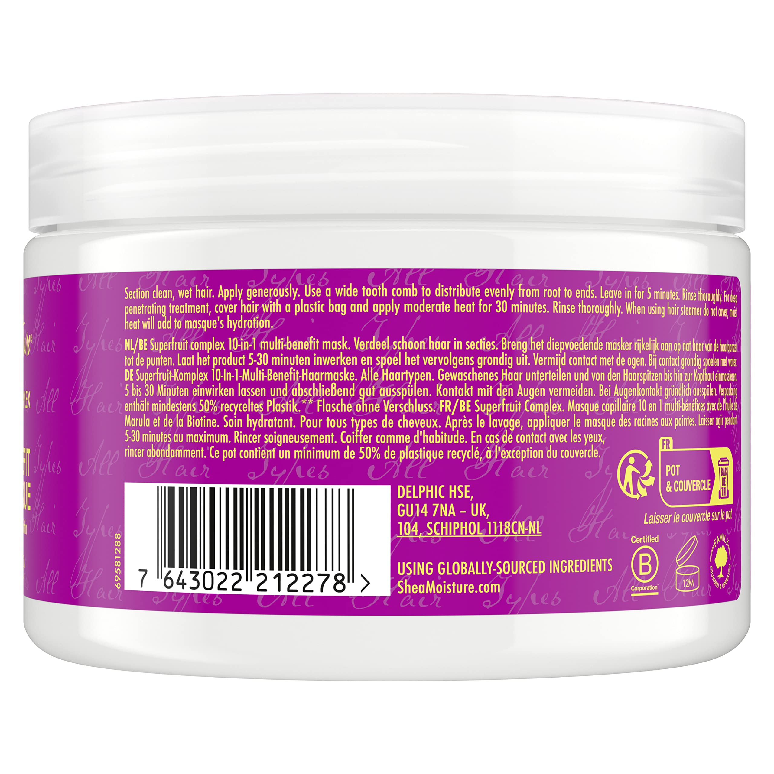Shea Moisture Superfruit Complex masque cheveux 355ml éclat