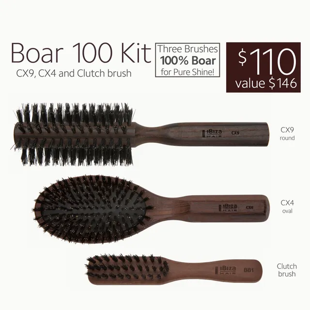 Ibiza Hair Boar 100 Kit brosses rondes sanglier CX9 CX4 Clutch