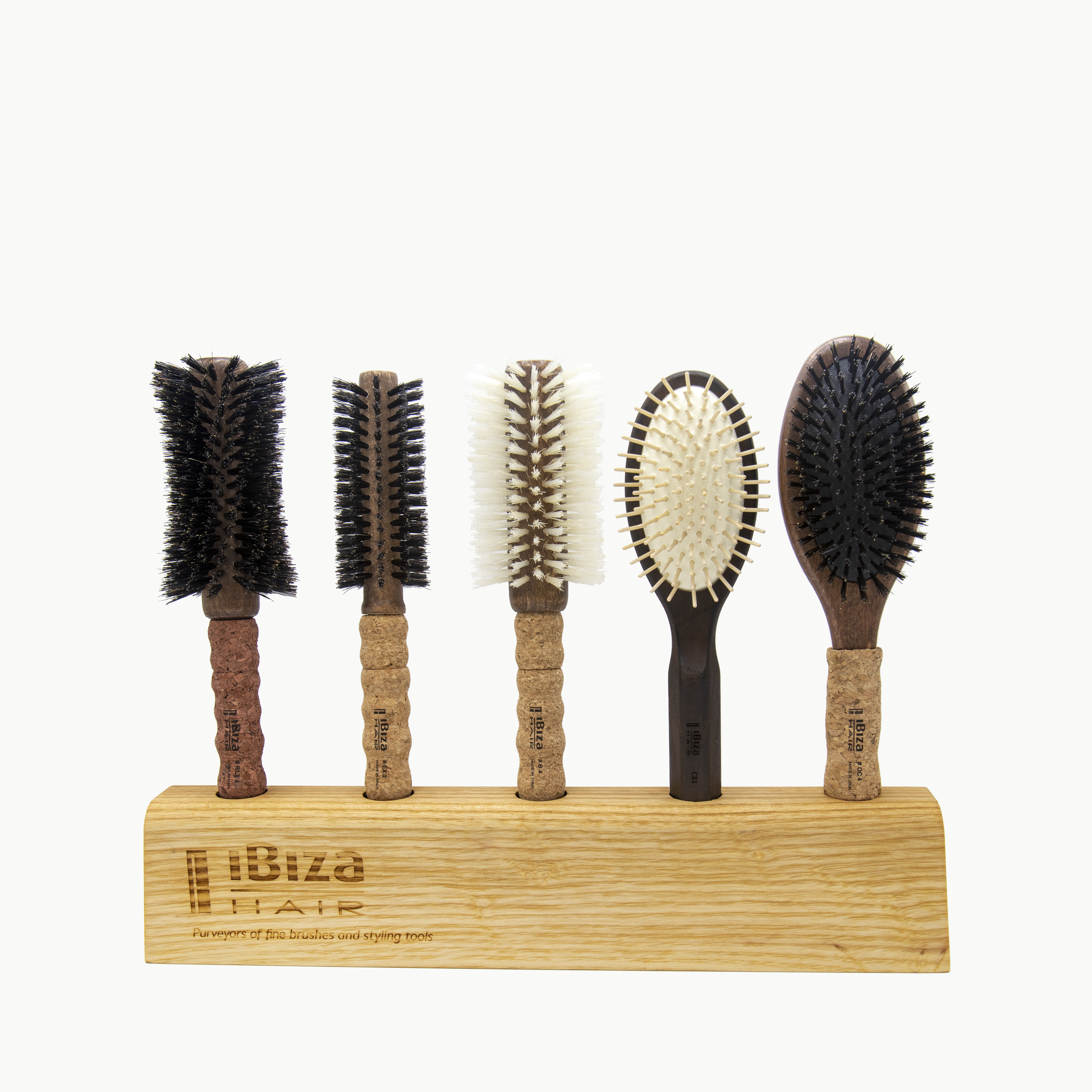 Ibiza Hair Brush Stands présentoir bois 5 brosses coiffure