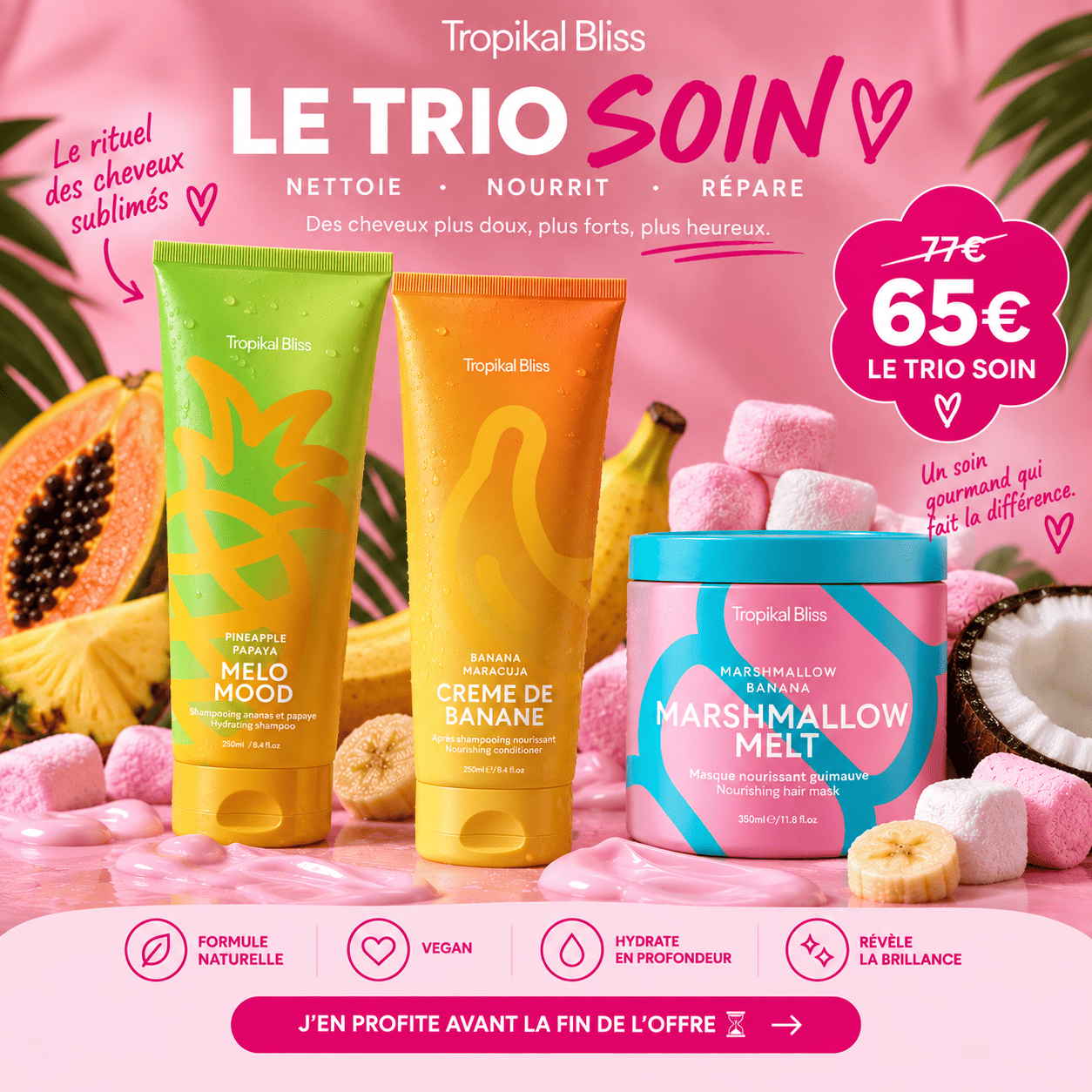 Tropikalbliss Trio Soin coffret 3 soins cheveux bouclés