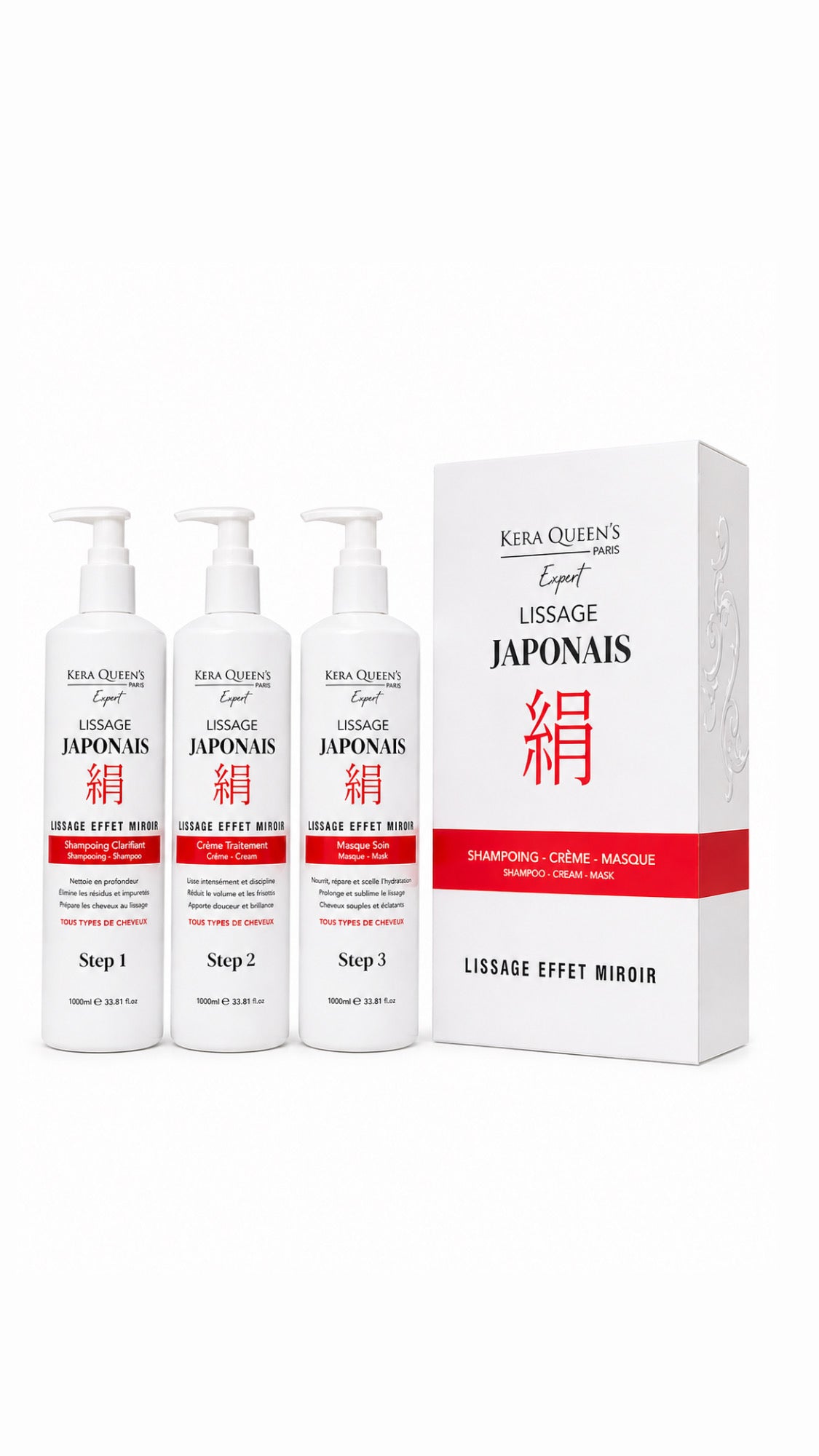 Kera Queen's Lissage Japonais kit 3x1L lissant durable