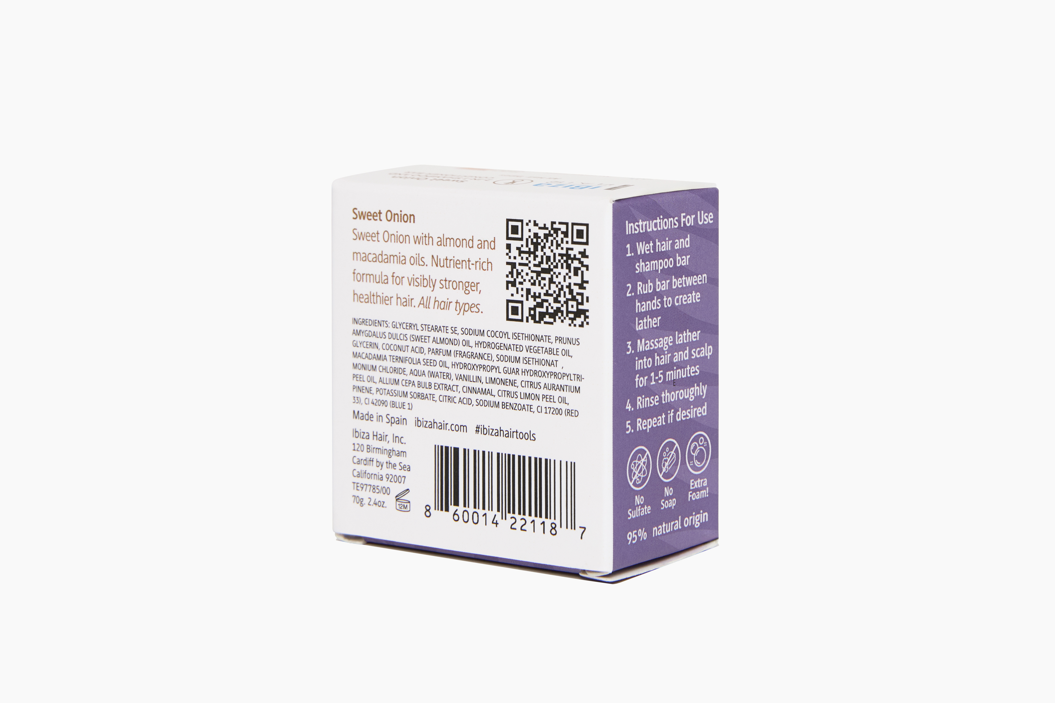 Ibiza Hair Sweet Onion shampoing solide 2-en-1 70 g amande