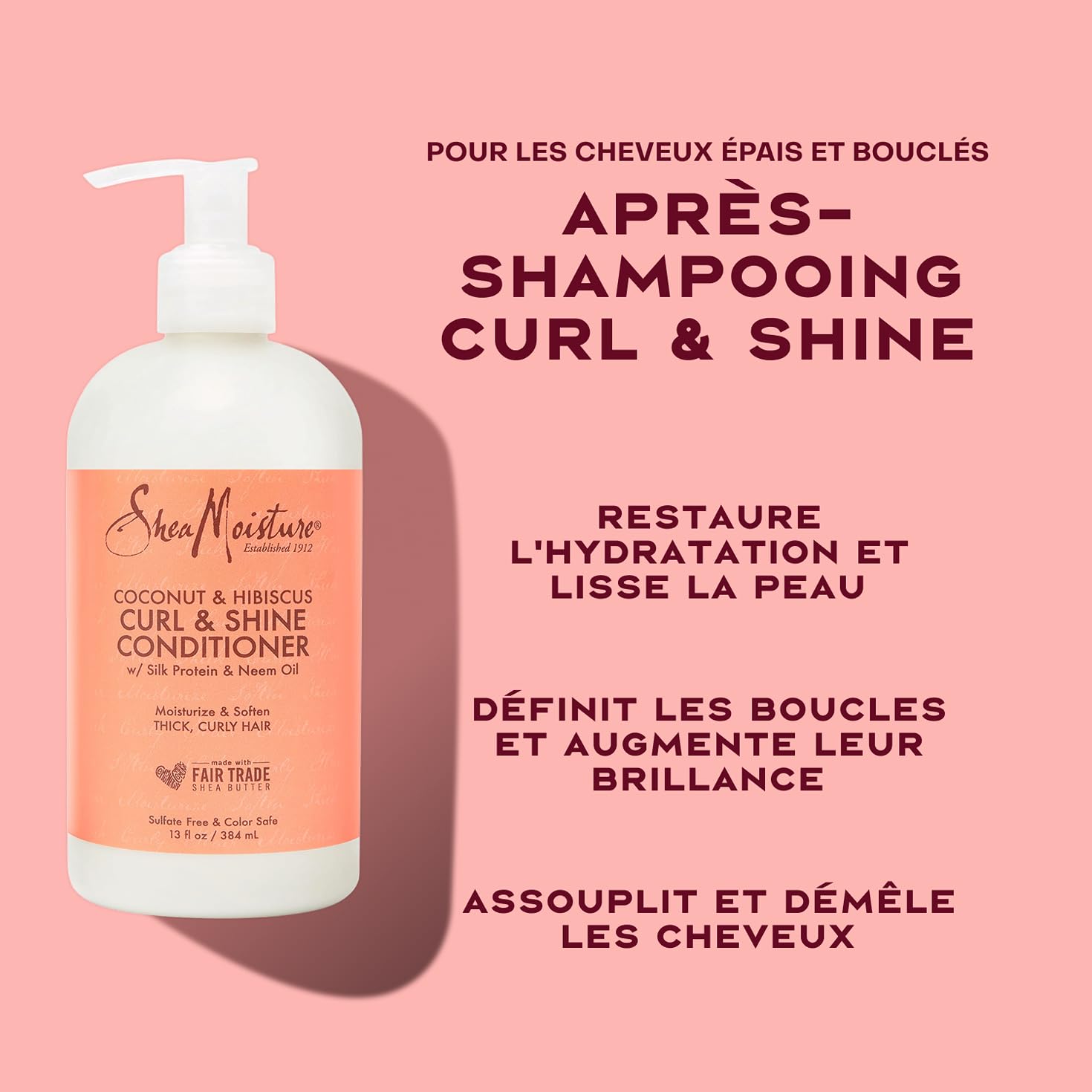 Shea Moisture Coconut Hibiscus après-shampooing 379 ml boucles