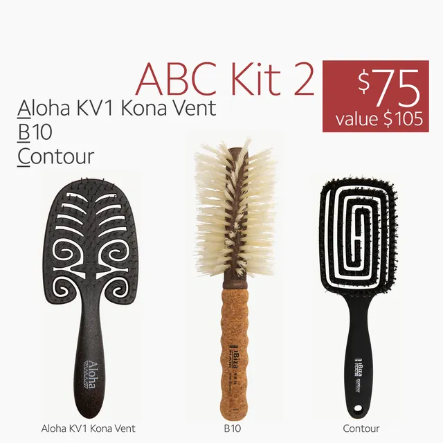 Ibiza Hair ABC Kit 2 kit brosses rondes KV1 B10 Contour liège