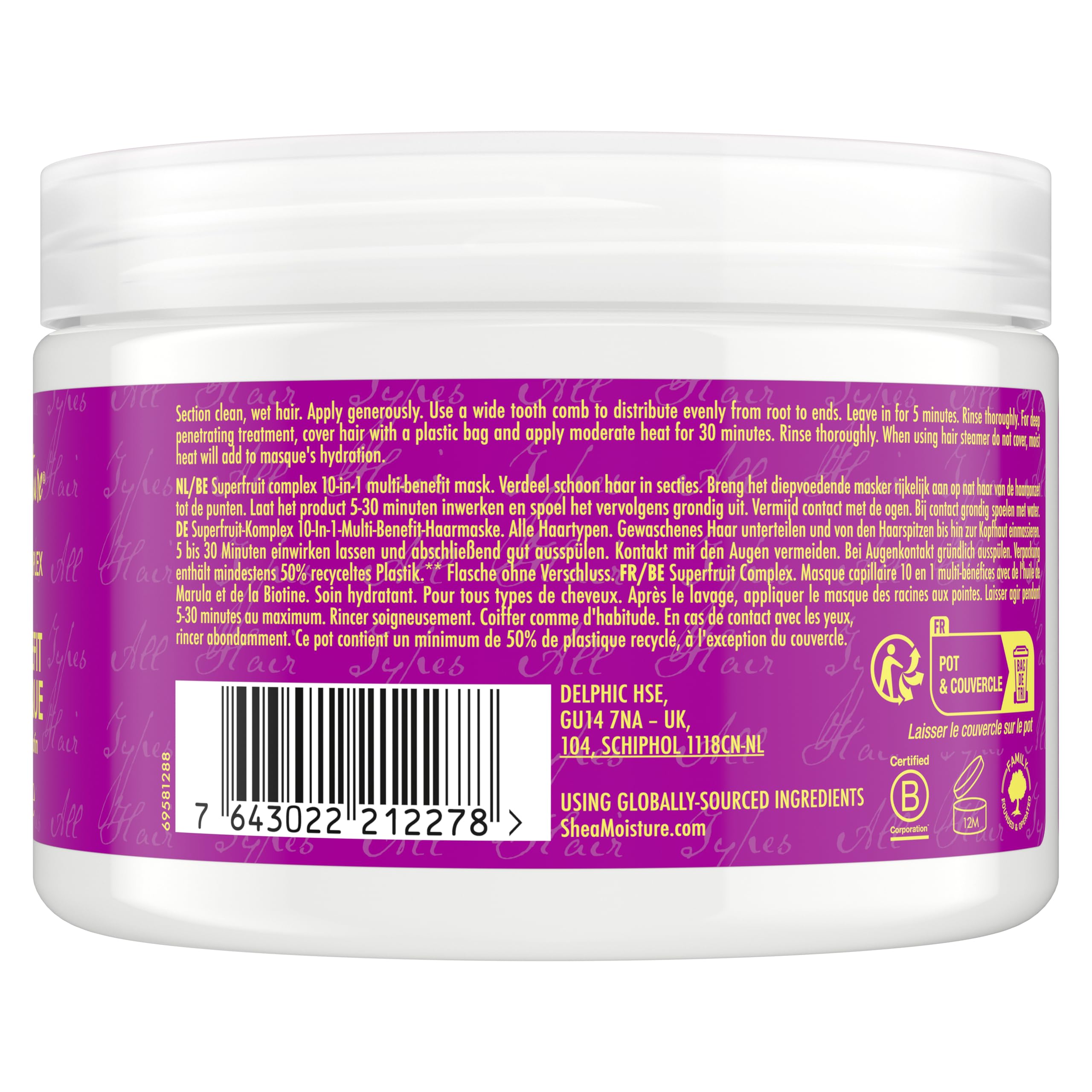 Shea Moisture Superfruit Complex masque cheveux 355ml éclat