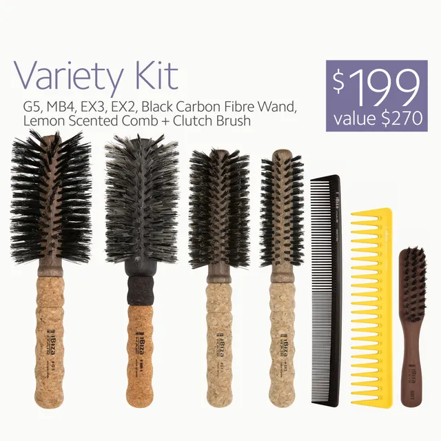 Ibiza Hair Variety Kit brosses rondes sanglier 7 pièces