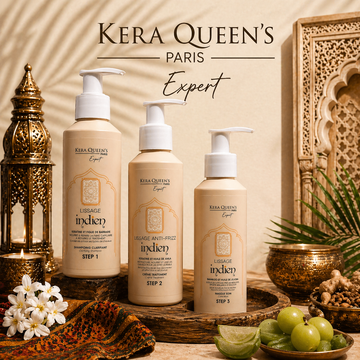 Kera Queen's Lissage Indien Anti-Frizz kit 3x150ml amla