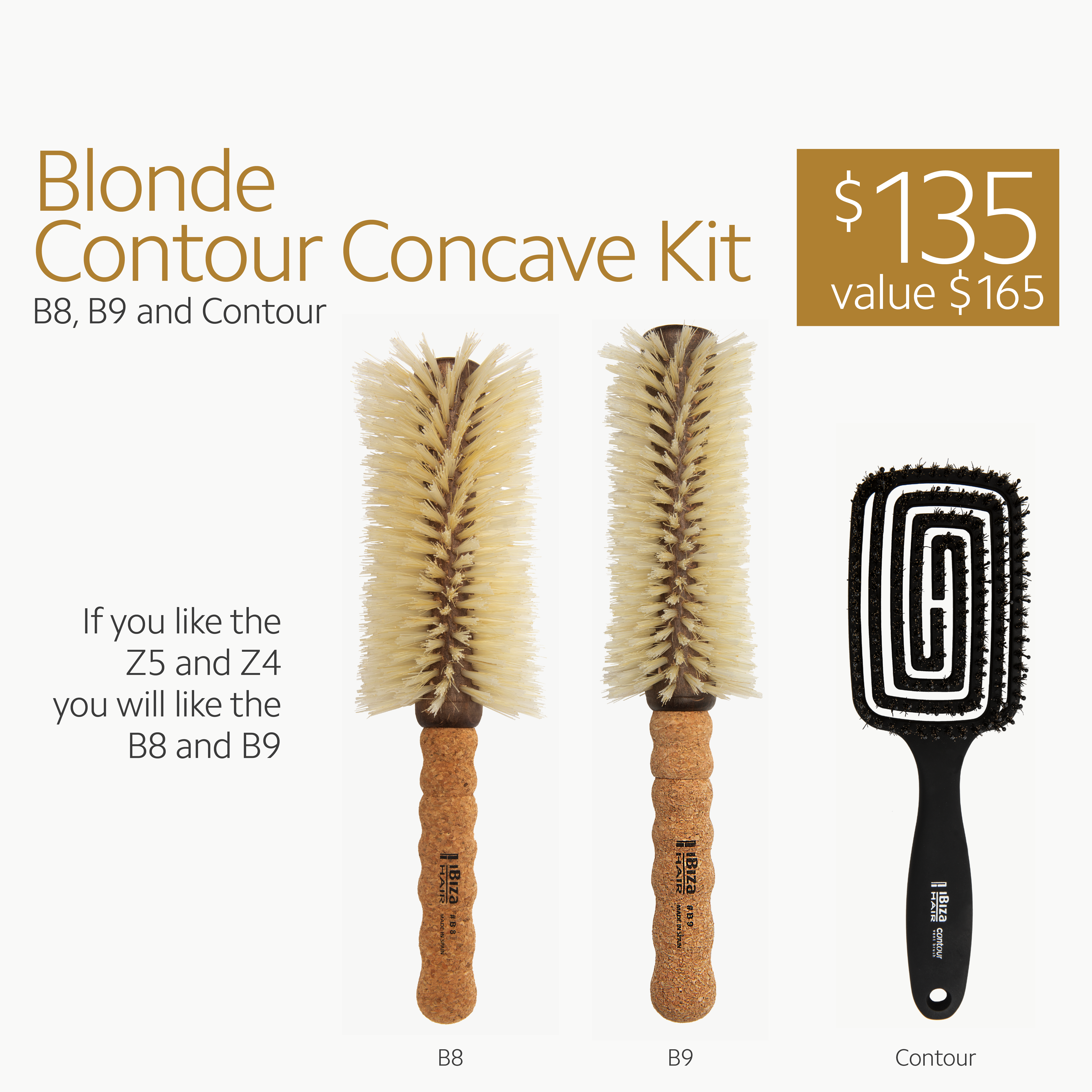 Ibiza Hair Blonde Contour Kit brosses rondes B8 B9