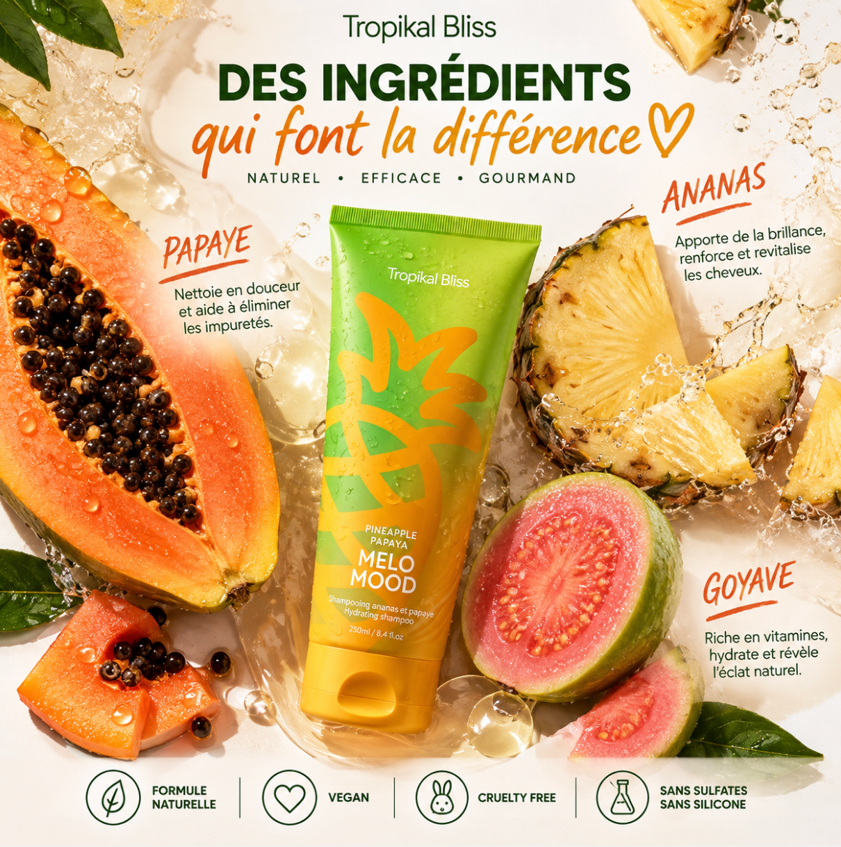 Tropikalbliss Melo Mood shampooing doux ananas papaye