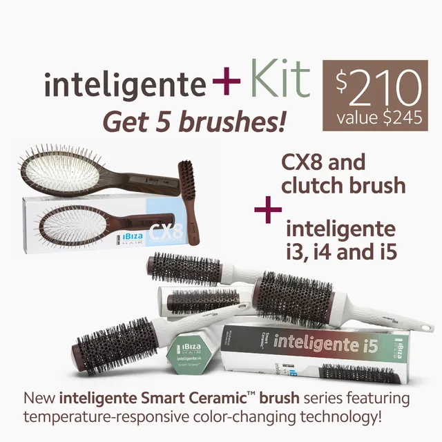 Ibiza Hair Intelligente + Kit brosses rondes 5 pièces céramique