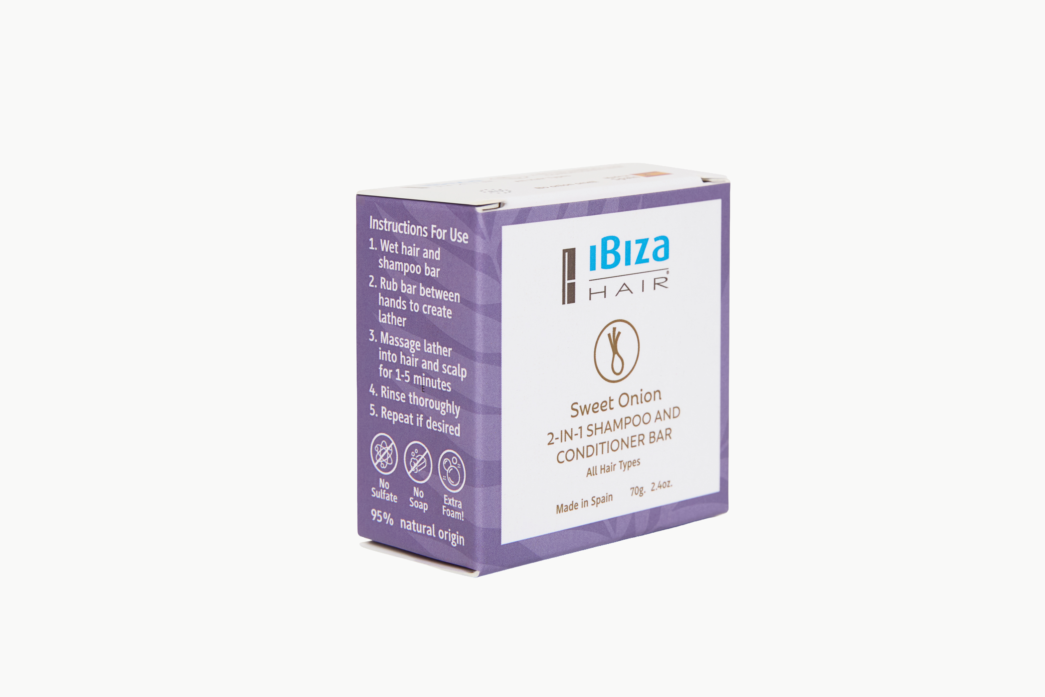Ibiza Hair Sweet Onion shampoing solide 2-en-1 70 g amande