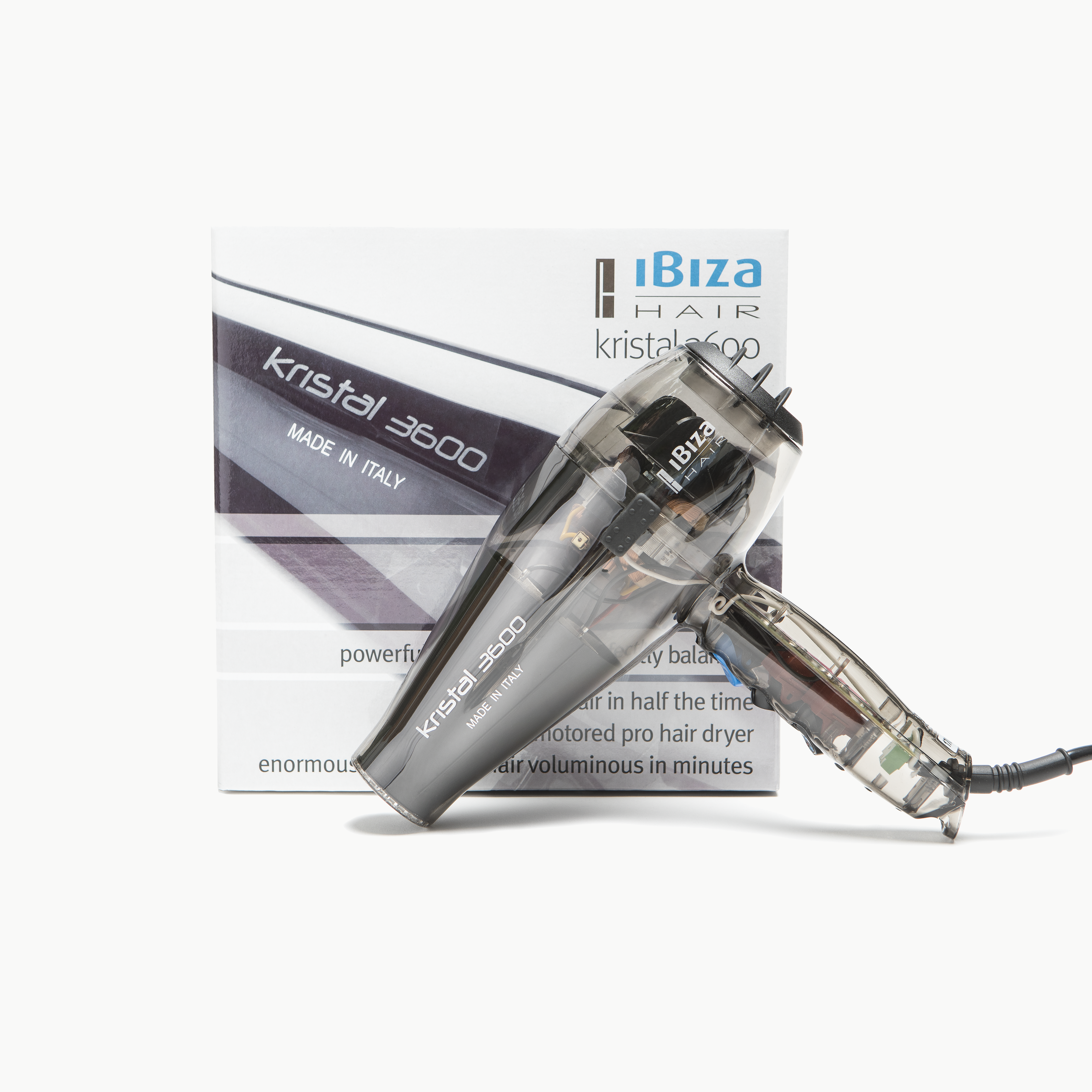 Ibiza Hair Kristal 3600 sèche-cheveux translucent 1875W + buddy
