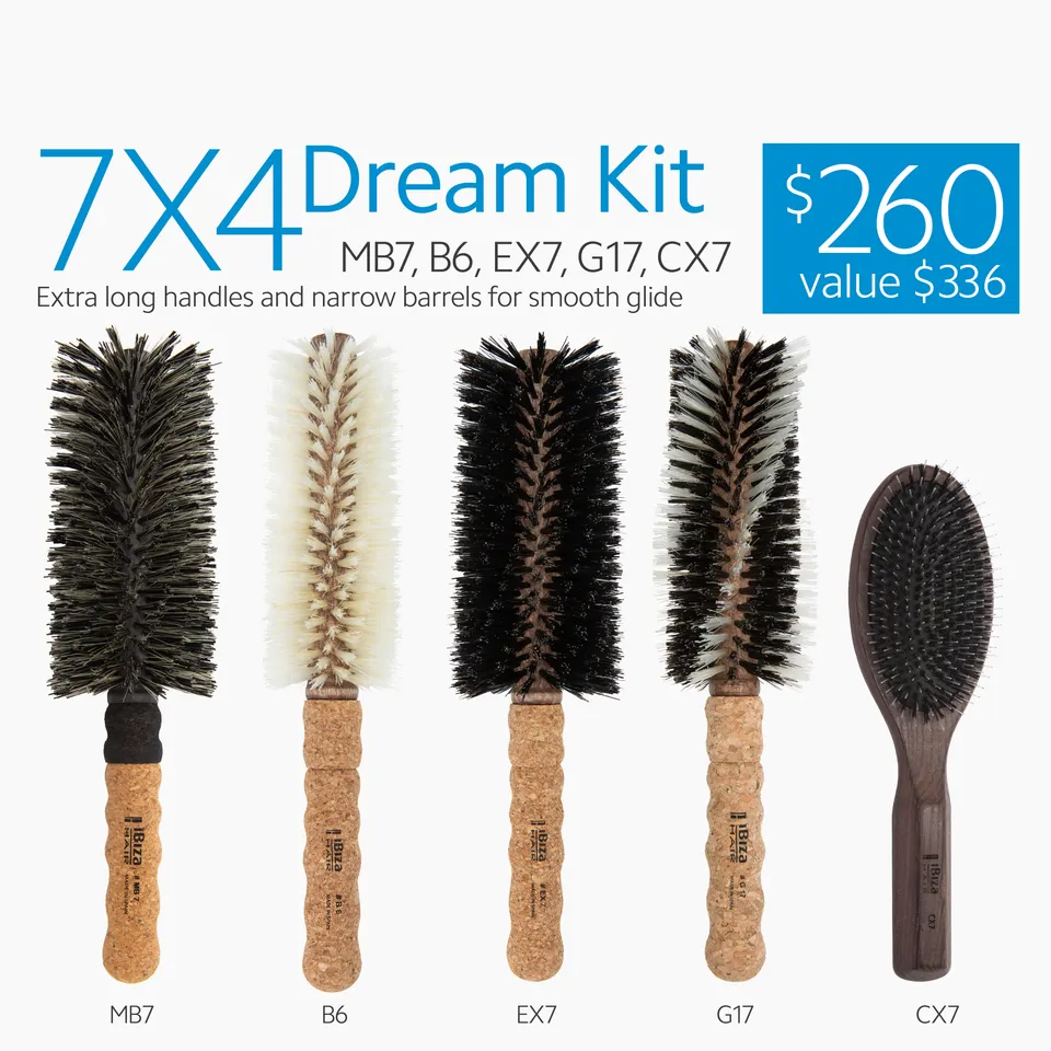 Ibiza Hair 7X4 Dream Kit kit 5 brosses rondes poils de sanglier