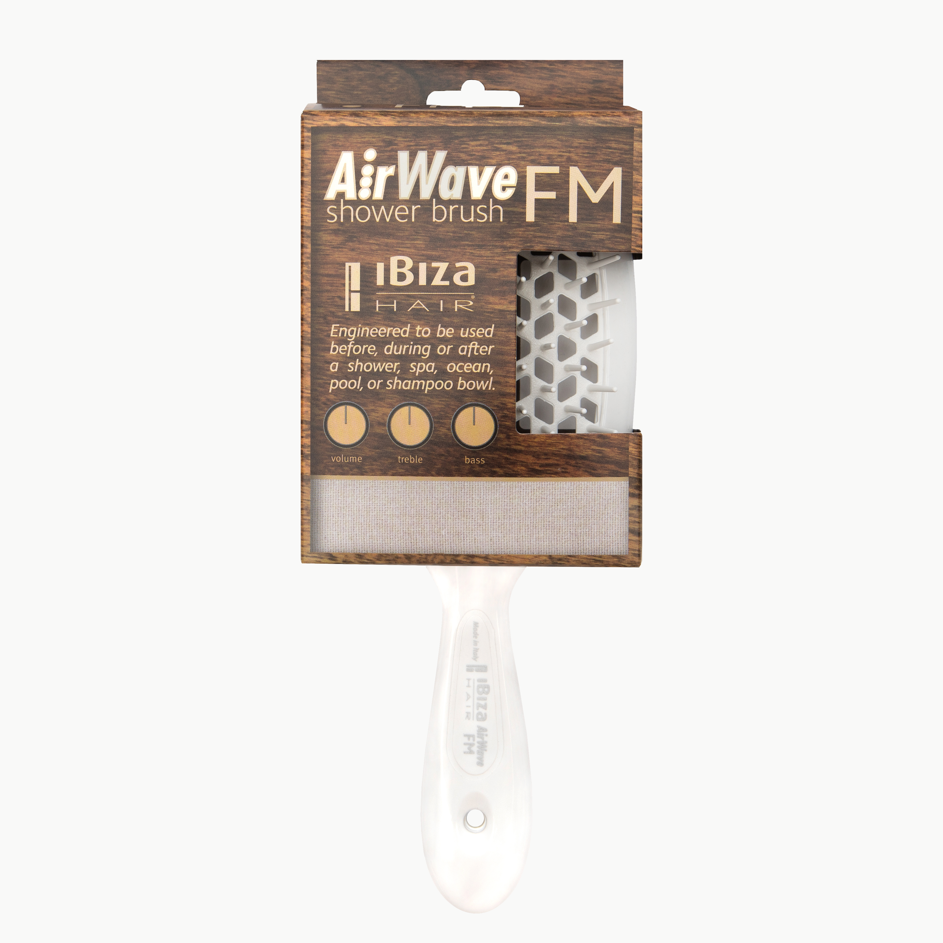Ibiza Hair AirWave FM brosse douche blanche ventilée