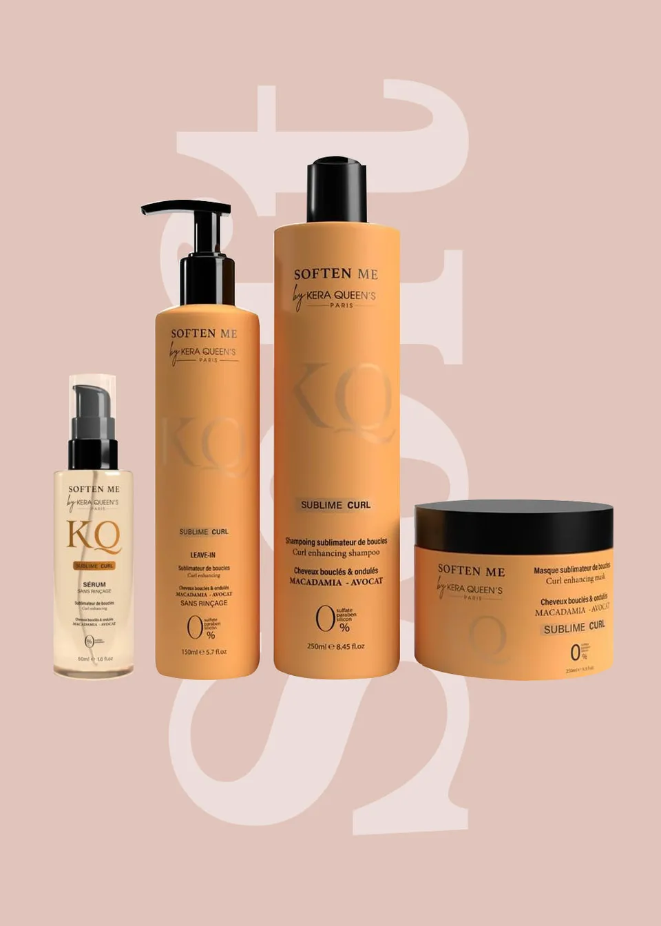 Kera Queen's Soften me Sublime Curl routine boucles macadamia