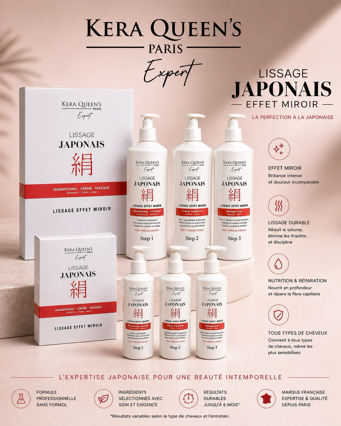 Kera Queen's Lissage Japonais Kit 3x150ml Effet Miroir
