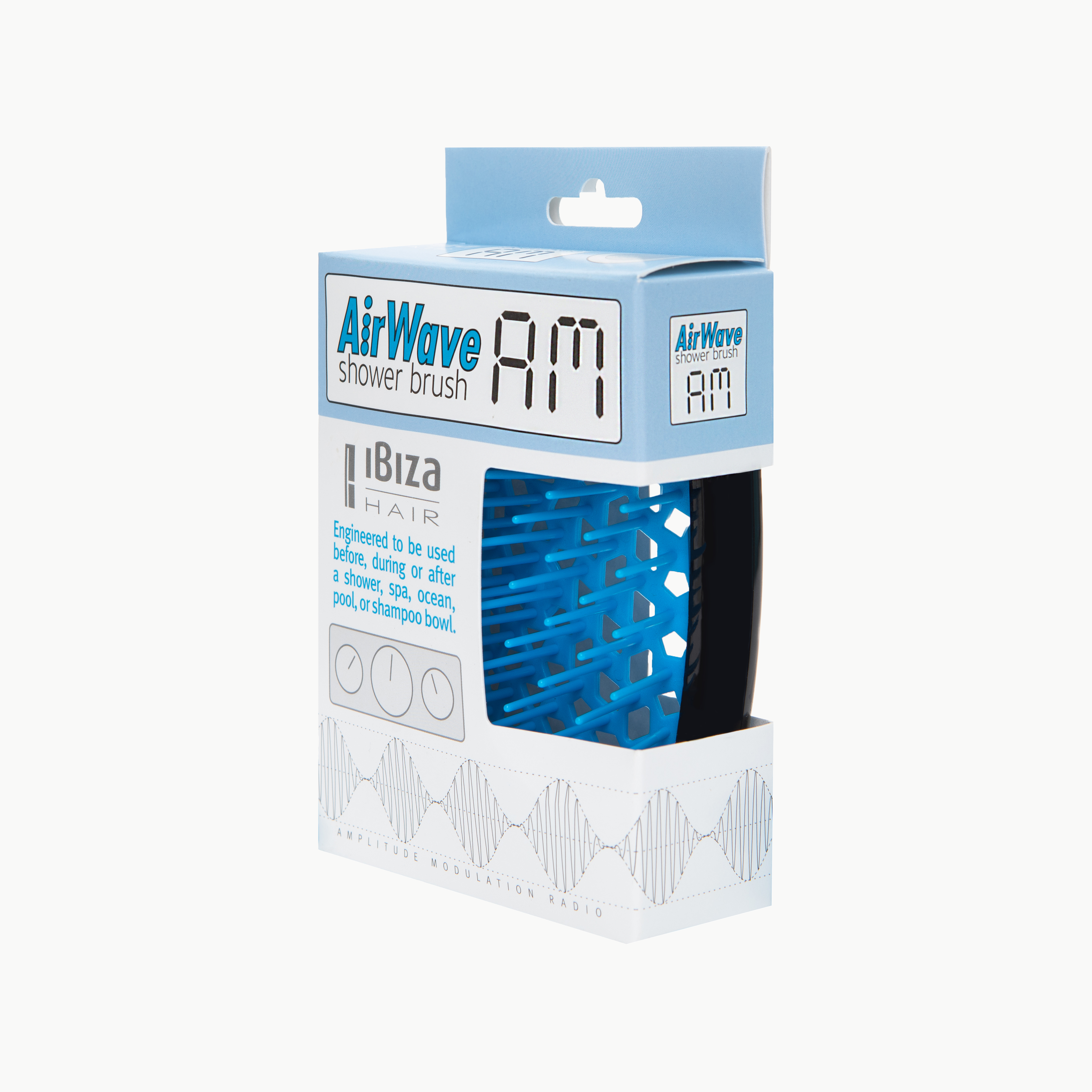 Ibiza Hair AirWave AM brosse douche cuir chevelu bleu noir