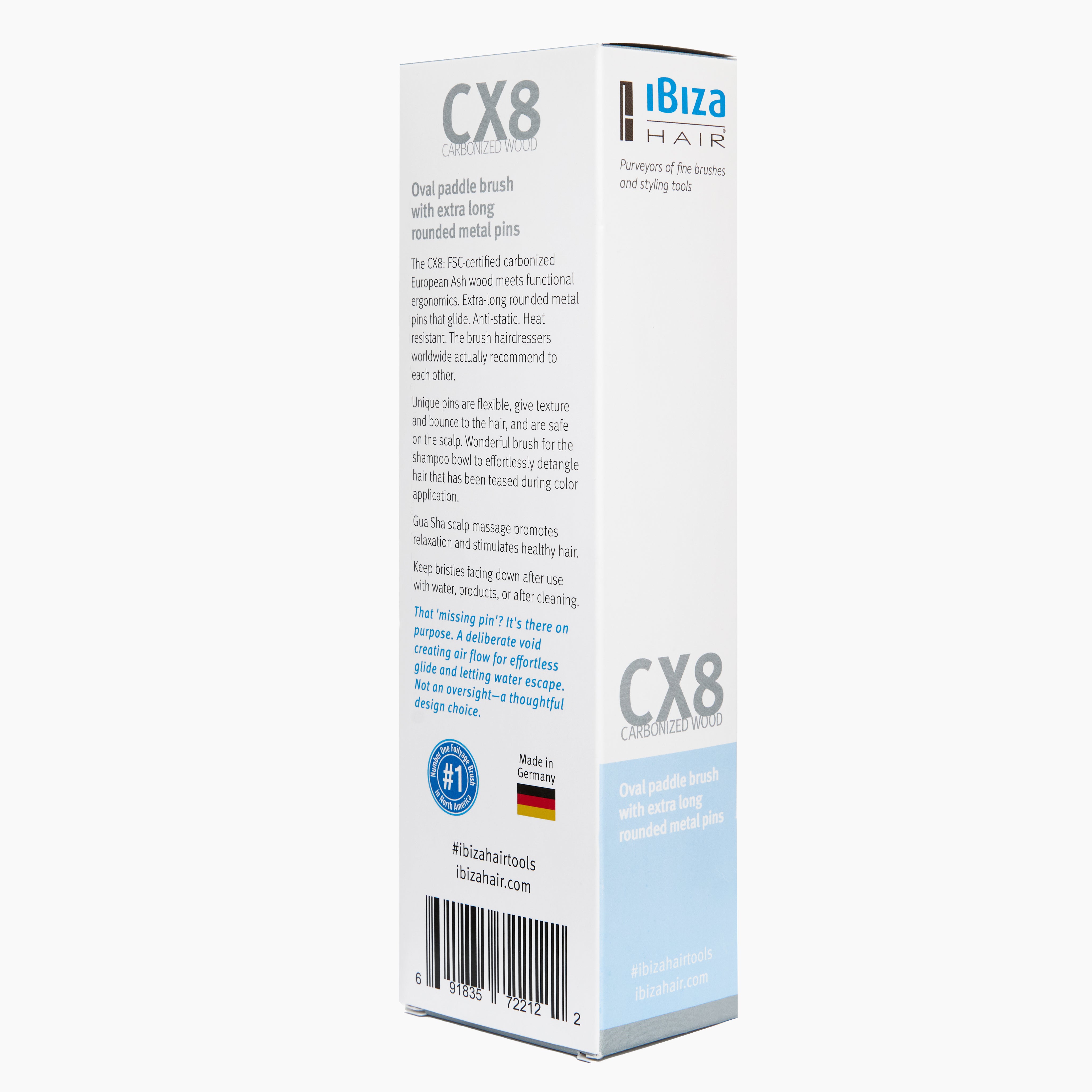 Ibiza Hair CX Series CX8 brosse paddle ovale picots métal